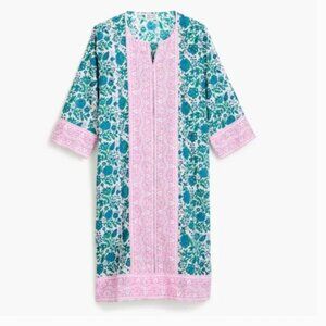 SZ BLOCKPRINTS pink green blue cotton Kurta coverup tunic dress